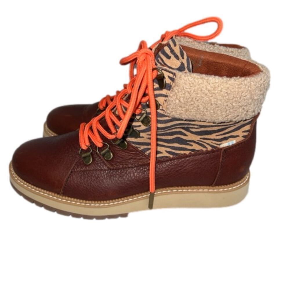 Toms Mesa Boot Waterproof Shearling Cuff Tiger Stripe Size 6.5 NEW w/o Box